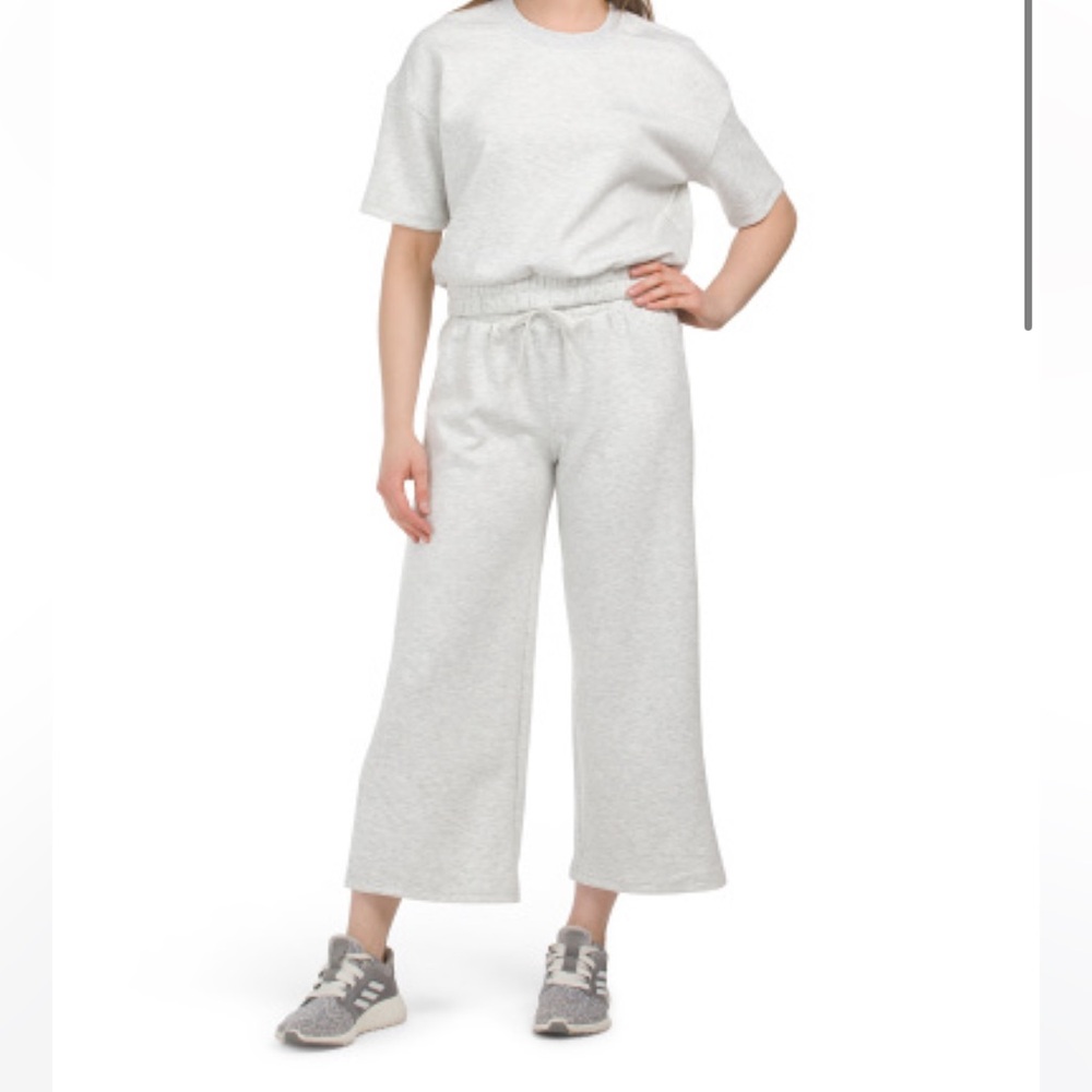 YOGALICIOUS Grey 2 Pc Set Scuba Lanston Crew Neck Top And Pants Set Large